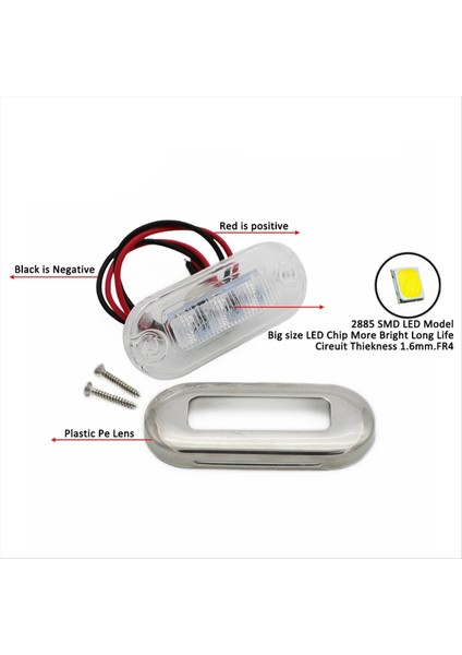 4pcs 12V Tekne Deniz Sinyal Lambası Açık Sınıf Büyük Su Geçirmez LED Nezaket Işıkları Merdiven Güverte Beyaz (Yurt Dışından)