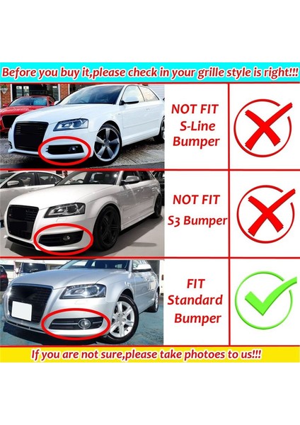 1 Çift Araba Ön Tampon Sis Lambası Izgara Audi A3 8p 2009-2013 8P0807682D Sis Lambası Petek Izgara Kapakları (Yurt Dışından) fiyatları