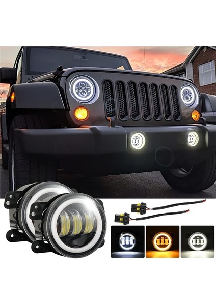 4 Inç Melek Gözler LED Sisli Işık Arabası Ön Sisli 15000LM Yedek Otomatik Lamba Drl Offroad Için Sürüş Sis Lambası (Yurt Dışından) fırsatları