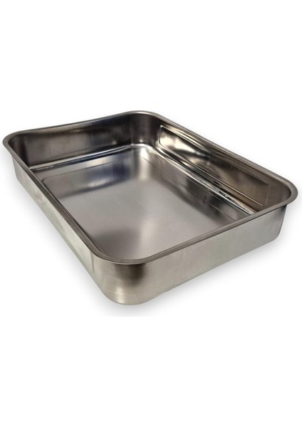 Tepsisi Paslanmaz Çelik Çok Amaçlı Dikdörtgen Büyük Metal Tava Fırın (36,5 x 26,5 x 6,5 Cm, 304 (18/10) Kalite, Bulaşık Makinesinde Yıkanabilir, Gıdaya Uygun, Temizlenebilir)