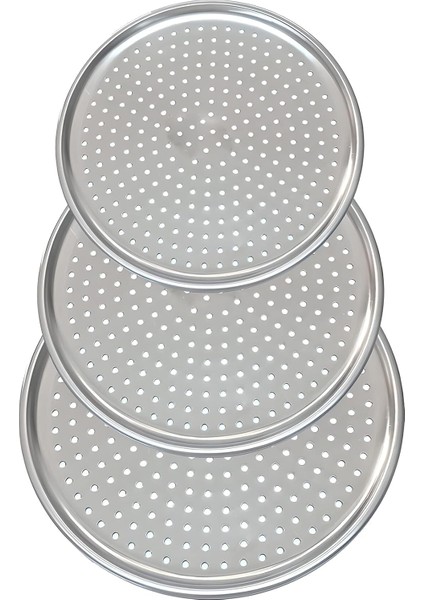 Paslanmaz Çelik Pizza Tepsisi,delikli Lahmacun ve Pizza Tavası,fırın Tepisisi (36 Cm)