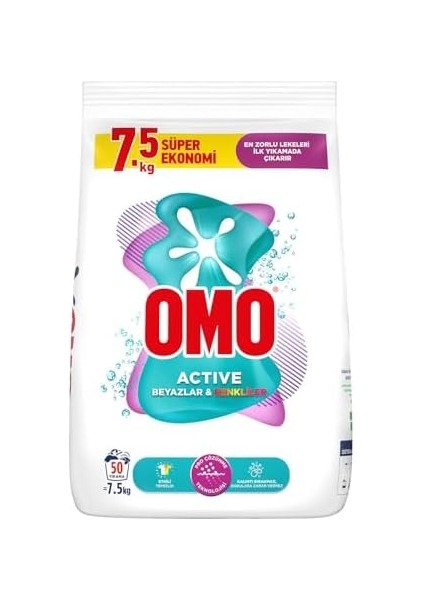 Omo Active Beyazlar & Renkliler Toz Deterjanı 7.5 kg modelleri