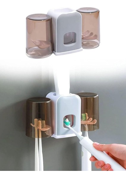 Yapışabilen 2 Kupalı Steril Otomatik Diş Macunu Sıkma Kiti Aparatı Macunluk