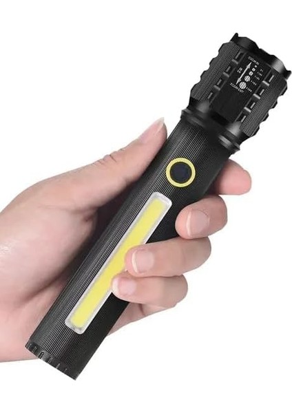 P50 + Cob LED Zoomlu Şarjlı El | Süper Parlak 800 Lümen, 3 Modlu, 800 Mah Kapasite, USB Şarj, Taşıma Çantalı modelleri