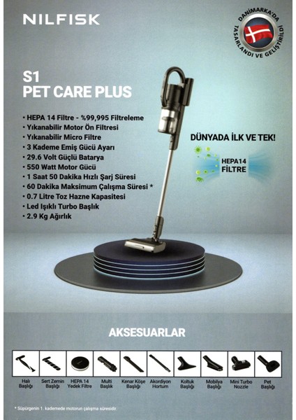 Pet Care Plus Hepa14 Şarjlı Dik Süpürge 128390169 fırsatları