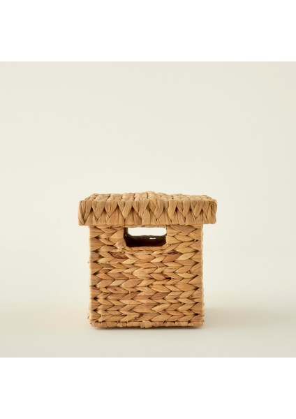 Luna Kapaklı Kare Sepet Naturel (25X25 Cm)