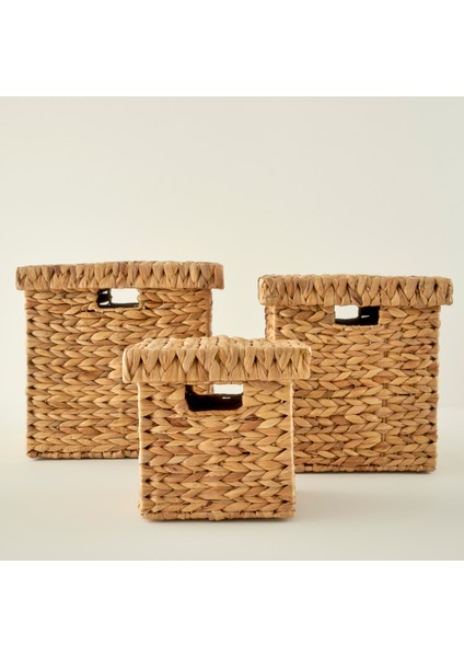 Luna Kapaklı Kare Sepet Naturel (25X25 Cm) fırsatları