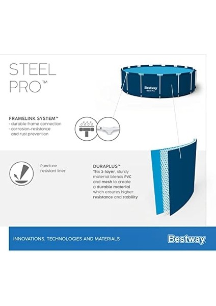 Steel Pro Yuvarlak Yer Üstü Havuzu 3,05 M x 76 cm modelleri