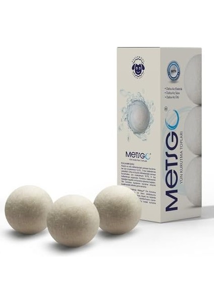 Metsgo | Yün Kurutma Topları -%100 Organik Koyun Yünü - Çamaşır Kırışık Önleyici - Kurutma Makinesi Topları - Çamaşır Tüy Toplayıcı – Antistatik Çamaşır Topları – Doğal Çamaşır Kurutma Topları