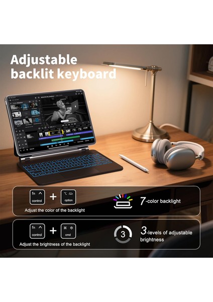 Apple İpad 11.Nesil A16 2025/ 10. Nesil 10.9 Inç Magic Klavye Keyboard Touchpad Akıllı Işıklı Q Klavyeli Kılıf Manyetik modelleri