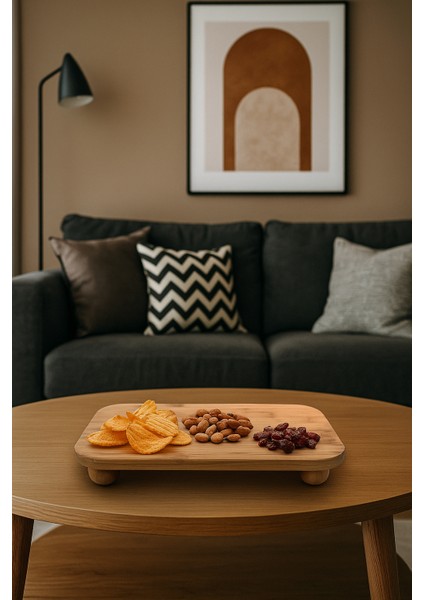 Bambu Kare, Ayaklı Sunumluk – Modern Doğal Servis Tabağı (25 cm)