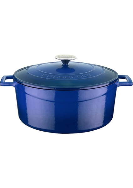 Metal Döküm Yuvarlak Tencere, 28 Cm, Mavi