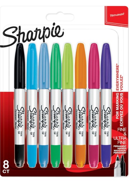Tip Permanent Markör, 8'li Karışık Paket