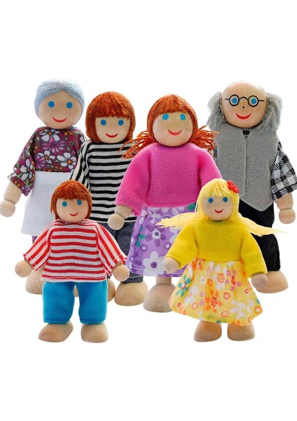 Toys Ahşap 6'lı Aile Kukla Seti