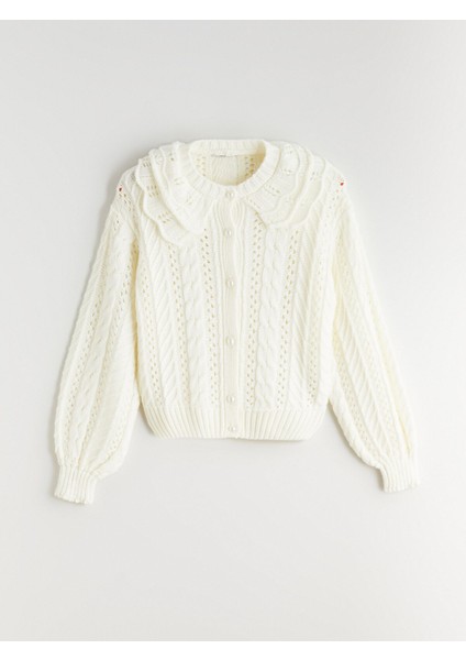 Yeni Sezon Bebe Yaka Ajurlu Kadın Triko Hırka indirimleri