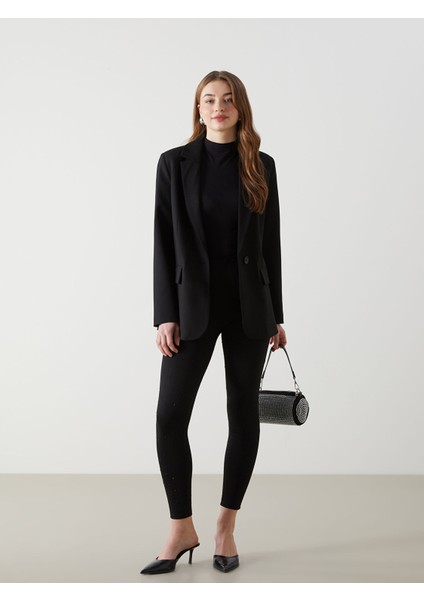 Yeni Sezon Beli Lastikli Taşlı Kadın Tayt