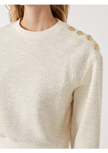 Yeni Sezon Bisiklet Yaka Dokulu Kadın Sweatshirt modelleri