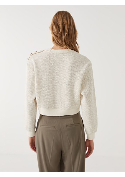 Yeni Sezon Bisiklet Yaka Dokulu Kadın Sweatshirt fırsatları