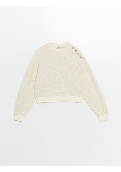 Yeni Sezon Bisiklet Yaka Dokulu Kadın Sweatshirt indirimleri