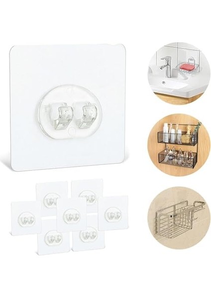 10'lu Su Geçirmez Yapışkanlı Raf Askısı - Duş Köşe Rafı ve Sabunluk Asma Kancası - 2,5 kg Taşıma Kapasiteli Şeffaf Klips - Seramik, Cam, Mermer, Metal Uyumlu - Delmeden Asma Aparatı modelleri