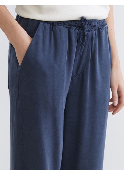 Yeni Sezon Beli Lastikli Geniş Paça Kadın Pantolon modelleri