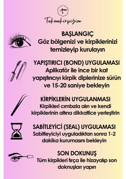 Takma Kirpik Seti Yapıştırıcı, Sabitleyici, Cımbız ve Kirpik Fırçasıyla 200 Adet Kirpik Tutamı modelleri