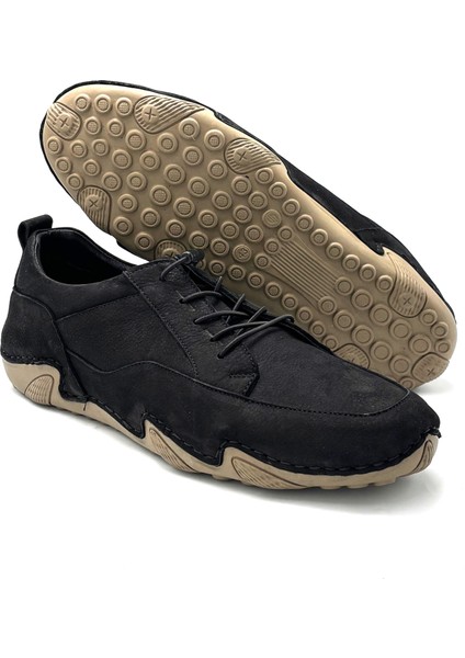 Modesa Hakiki Deri Kauçuk Kaymaz Taban Günlük Erkek Ayakkabı Siyah