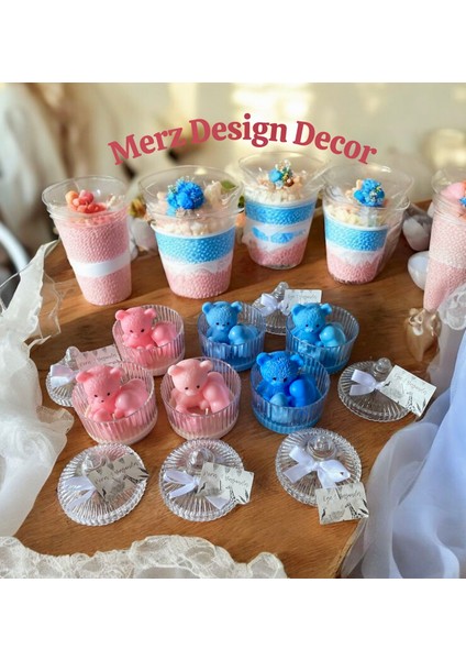 Mika Kutuda Ayıcık Düğün Nişan Söz Nikah Bebek Doğum Babyshower Hediyelik Soya Wax Mum (10 Adet) modelleri