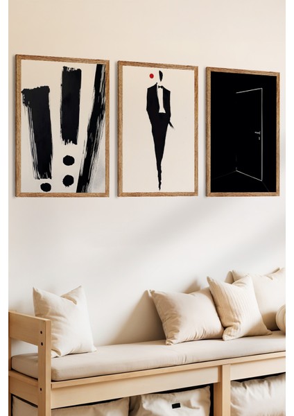 3 Parça Siyahın Hikayesi Temalı Ahşap Çerçeve Görünümlü Mdf Tablo Seti fiyatları