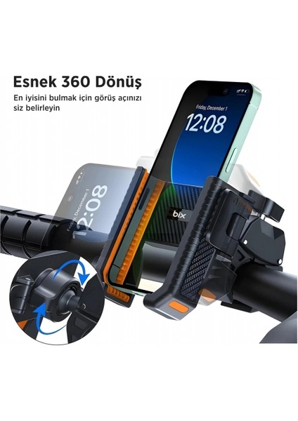 Gidon Bağlantılı Bisiklet Motosiklet Için Esnek Abs 4-7.8″ Inç Telefon Tutucu 360° Dönebilen Tasarım fiyatları