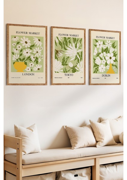 3 Parça Doğanın Güzellikleri Temalı Ahşap Çerçeve Görünümlü Mdf Tablo Seti fiyatları