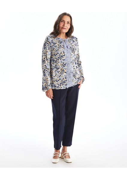 Yeni Sezon Bağlamalı Yaka Desenli Uzun Kollu Kadın Bluz fiyatları