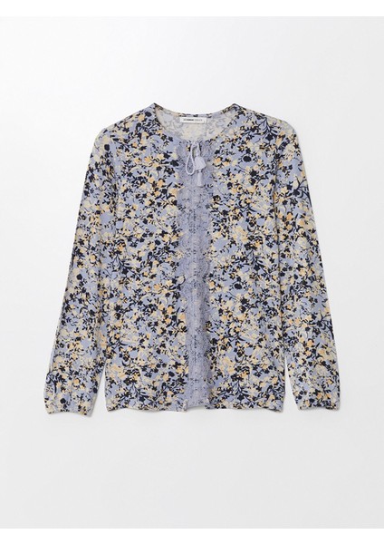 Yeni Sezon Bağlamalı Yaka Desenli Uzun Kollu Kadın Bluz indirimleri