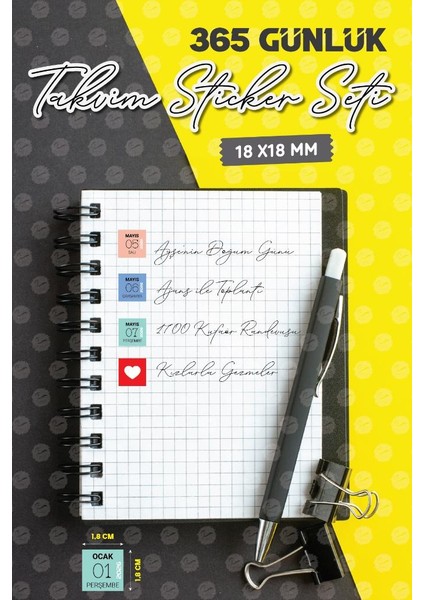 365 Günlük 2026 Takvimi Sticker Seti Planlayıcı Sticker To Do LIST-T1520