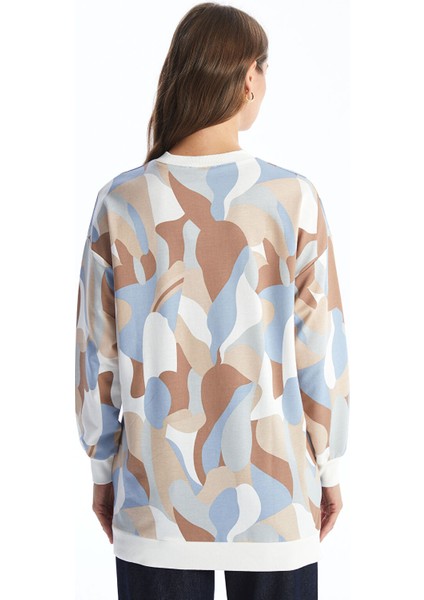 Yeni Sezon Bisiklet Yaka Desenli Kadın Sweatshirt Tunik fırsatları