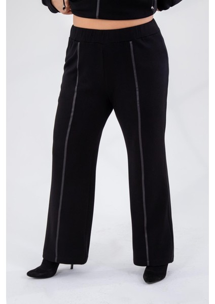 Kadın Büyük Beden Grogren Detaylı Eşofman Siyah Altı modelleri