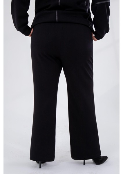 Kadın Büyük Beden Grogren Detaylı Eşofman Siyah Altı fırsatları