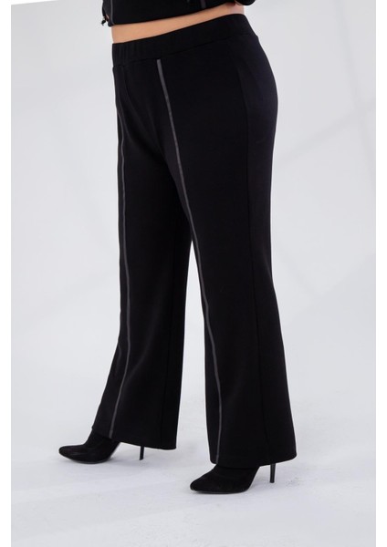 Kadın Büyük Beden Grogren Detaylı Eşofman Siyah Altı indirimleri