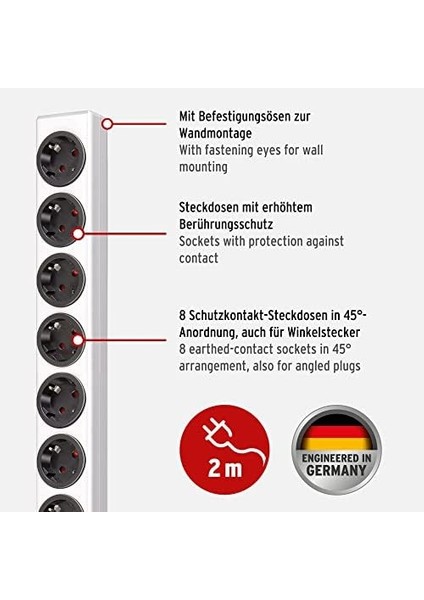 . Priz 8 Kat Yüksek Gerilim Önleyici (2 M Kablo ve Şalter, Gövde Kırılmaya Dayanıklı Polikarbonat) Beyaz 1150610328 modelleri