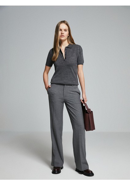 Yeni Sezon Dar Fit Çizgili Kadın Pantolon