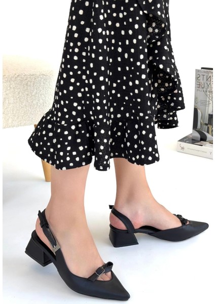 Yzlal Rewat Siyah Cilt Topuklu Ayakkabı (Numara: 36) modelleri