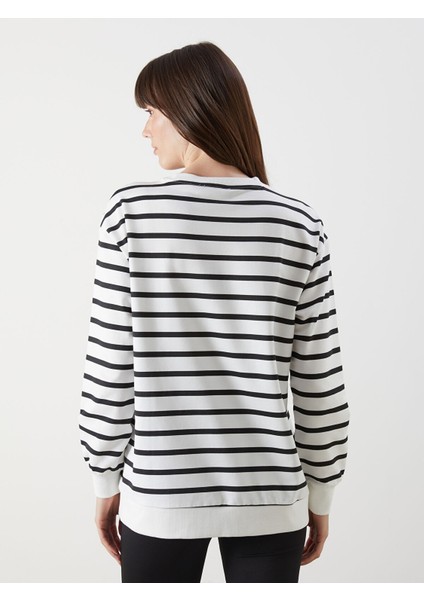 Yeni Sezon Bisiklet Yaka Çizgili Kadın Sweatshirt fırsatları