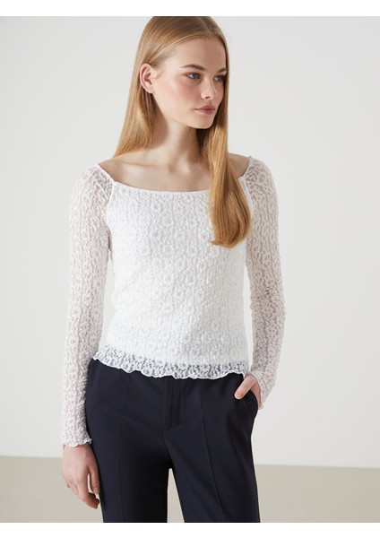 Yeni Sezon Kayık Yaka Dokulu Kadın Bluz