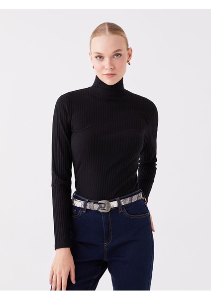 Yeni Sezon Balıkçı Yaka Düz Uzun Kollu Kadın Tişört