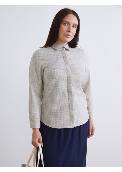 Yeni Sezon Büyük Beden Ekose Kadın Gömlek