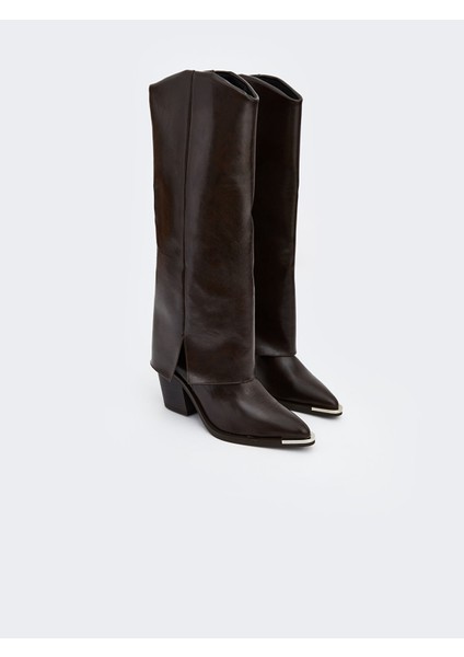 Yeni Sezon Deri Görünümlü Kadın Çizme