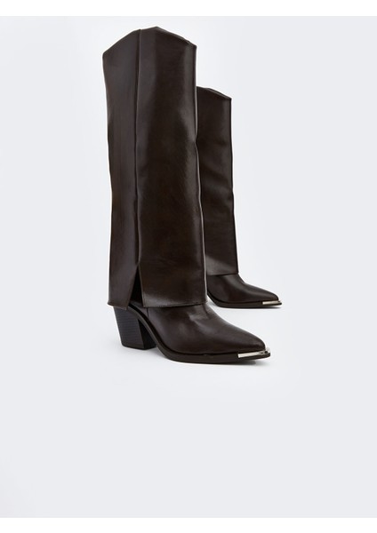Yeni Sezon Deri Görünümlü Kadın Çizme modelleri
