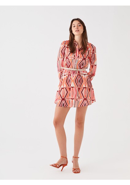 Yeni Sezon Desenli Uzun Kollu Saten Kadın Gömlek Elbise fiyatları