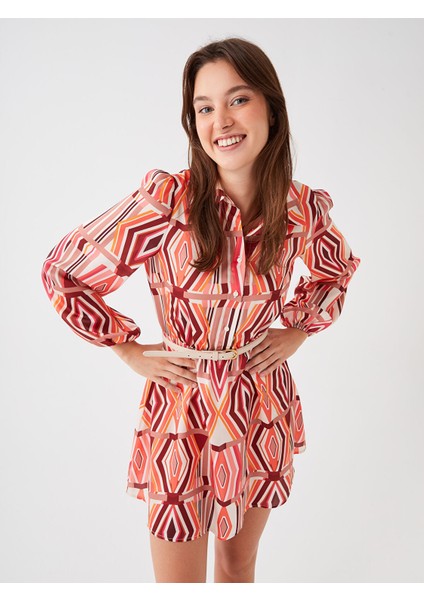 Yeni Sezon Desenli Uzun Kollu Saten Kadın Gömlek Elbise fırsatları