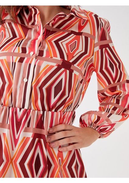Yeni Sezon Desenli Uzun Kollu Saten Kadın Gömlek Elbise indirimleri